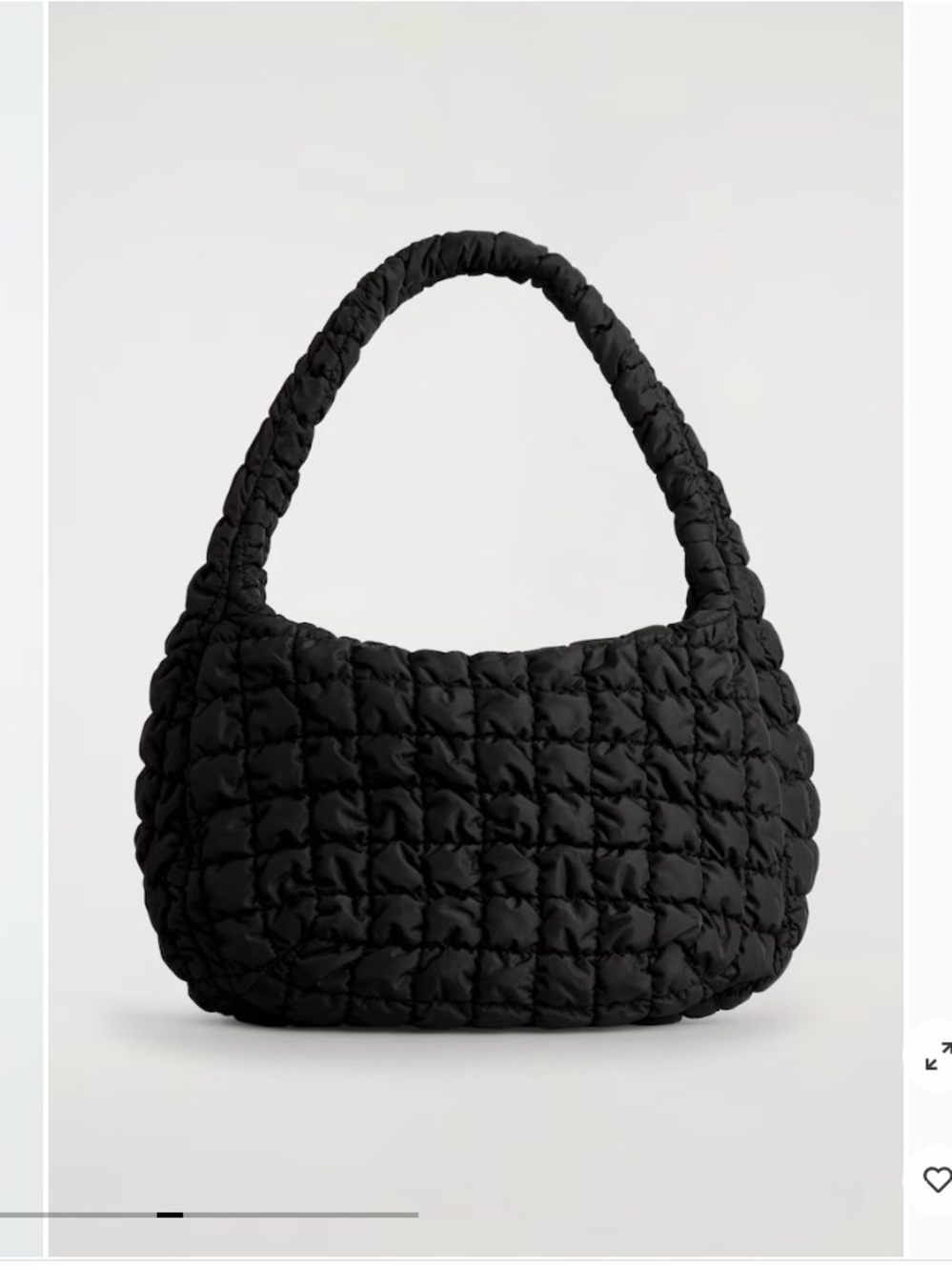 Cos Oversized Quilted Puffer Shoulder Bag - Black